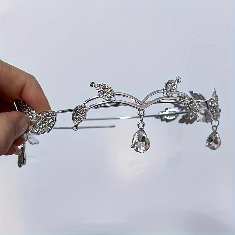 Water Diamond Crown Headpiece for Women Crystal Bridal Hair Accessory