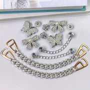 Women Silvery Bow Sunflower Butterfly Shoe Accessories Set for Clogs Sandals