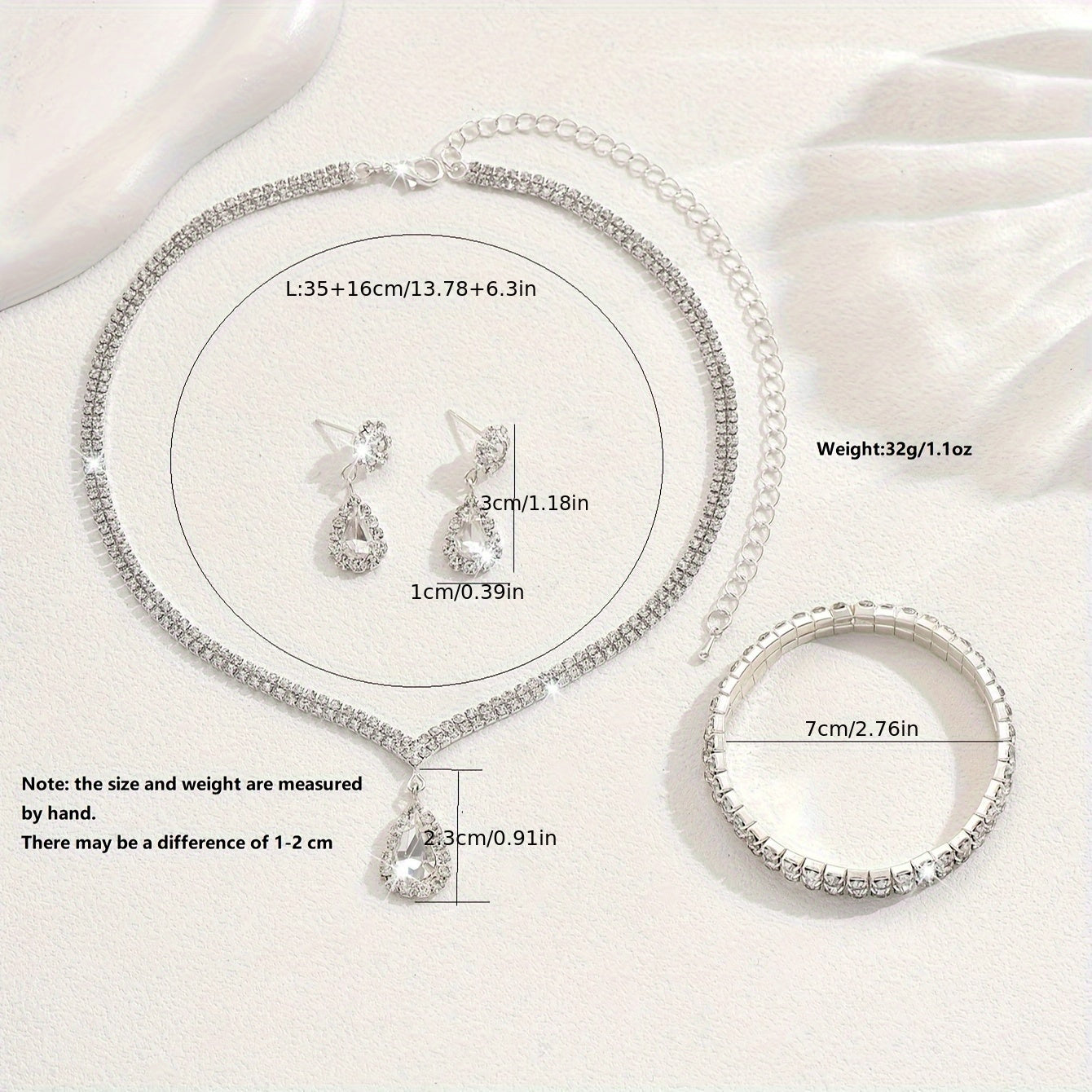 Women's Jewelry Water Diamond Necklace Earrings Bracelet Glamour