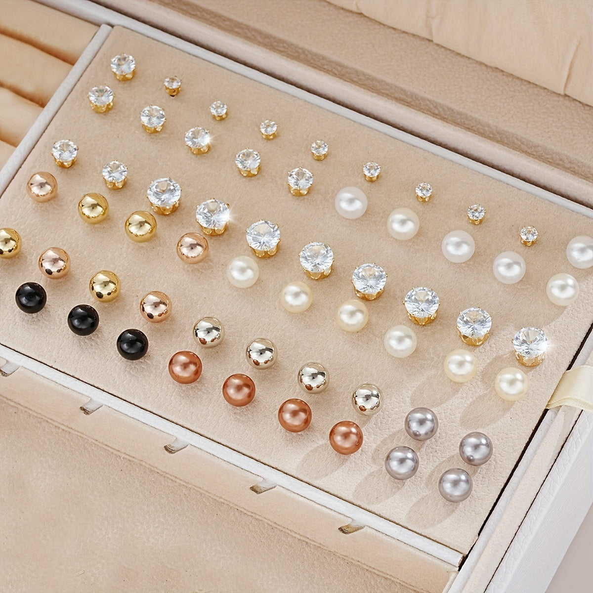 Набор из 108 изысканных женских серег из ювелирного сплава цинка, украшенных стразами в элегантном стиле для досуга, идеально подходит в качестве подарка для женщин (коробка для подарка не включена)