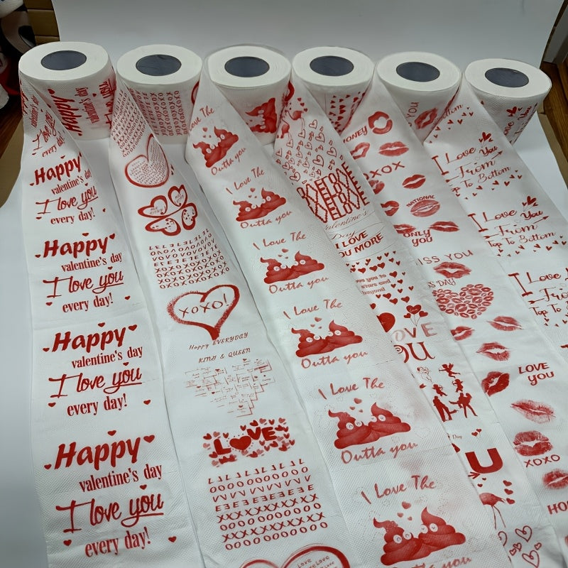 Set of 2 Whimsical Printed Toilet Paper Rolls with Birthday Wedding Valentine Themes