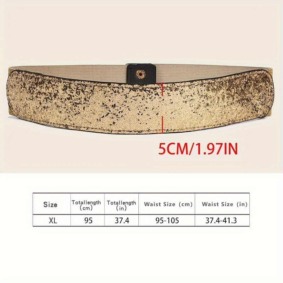 Women's Gold Sequin Belt Fashion Accessory for Party and Evening Wear