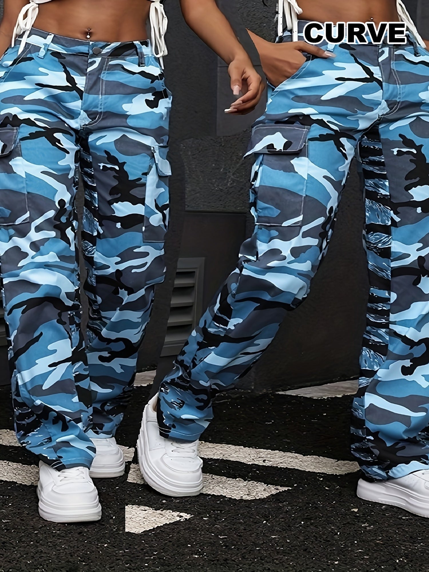 Women's Plus Size Camo Cargo Pants Street Style All-Season Long Fit