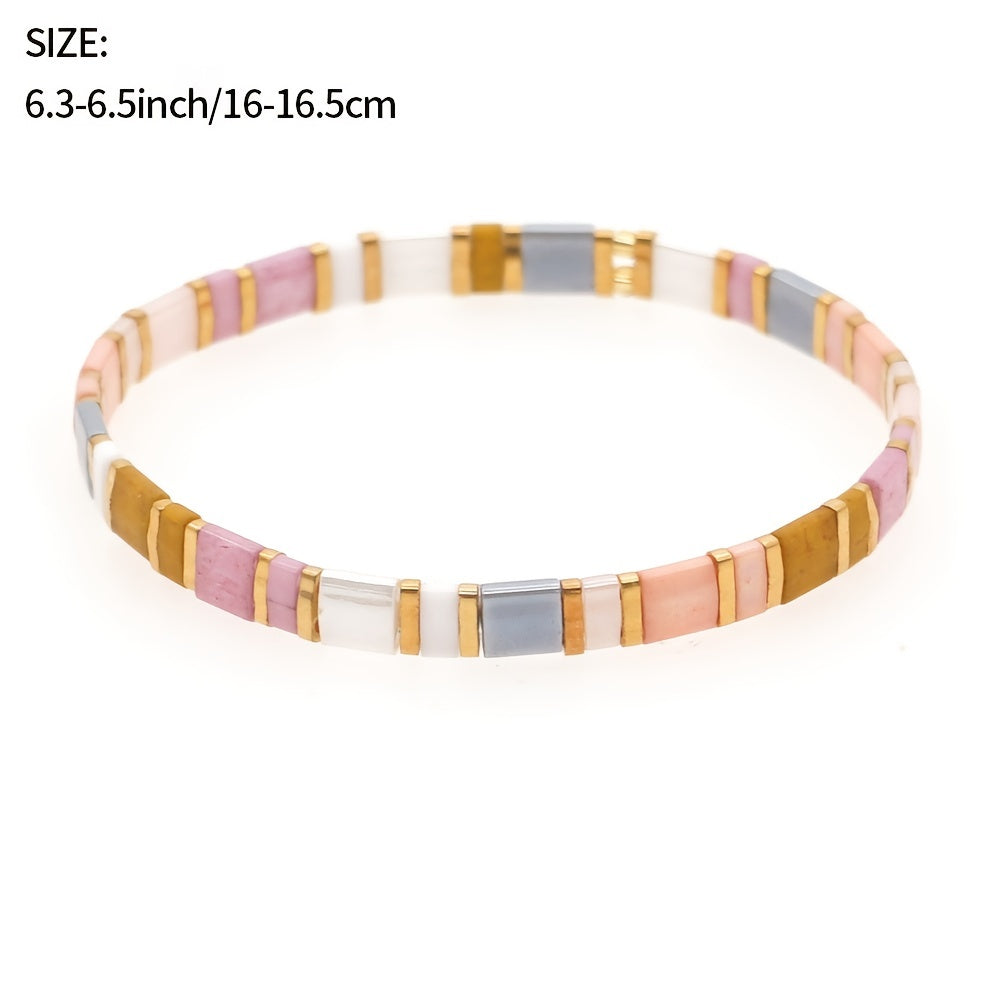 Pulsera de cuentas Miyuki Boho Chic para mujer, joyería elástica Tila