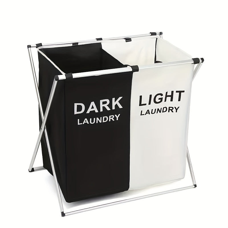 Cesto de ropa plegable con gran capacidad y 2/3 compartimentos hecho de aluminio y tela Oxford