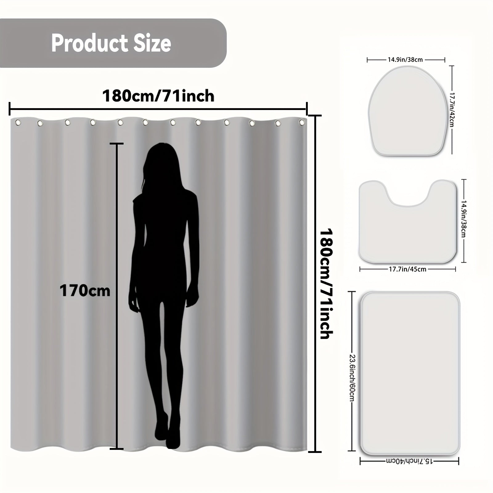 1 dona Marmar naqshli dush pardasi, och kulrang va oq chiziqli, suv o'tkazmaydigan, plastik ilgichlar bilan. Mashinada yuvish mumkin, uy va mehmonxona hammomlari uchun mos.