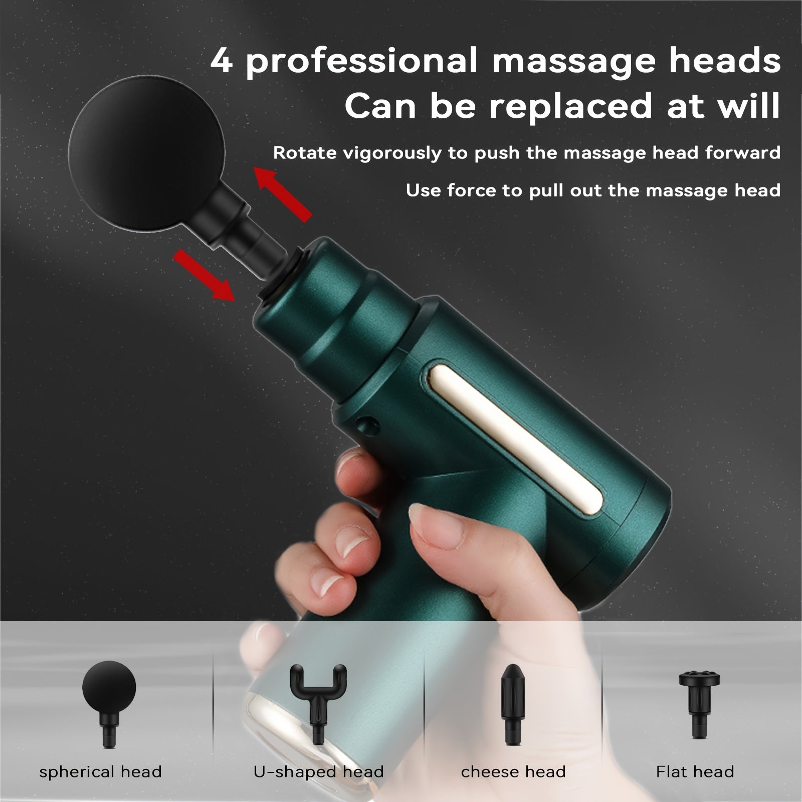 Mini Travel Massage Gun Green with 6 Modes USB Rechargeable 1200mAh Battery