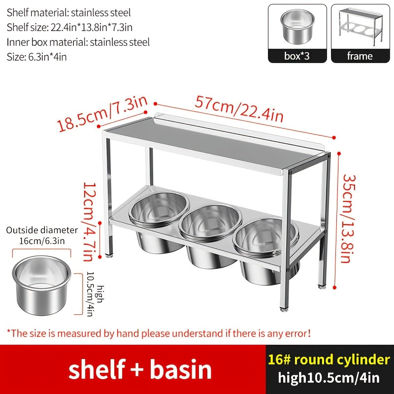 Commercial Grade Unfinished Stainless Steel 3-Tier Spice Rack Organizer with 16 Jars