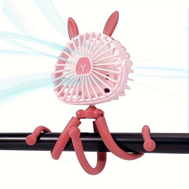 Portable USB Fan with Flexible Stand and Clip-On Design for Strollers Beds and Desks