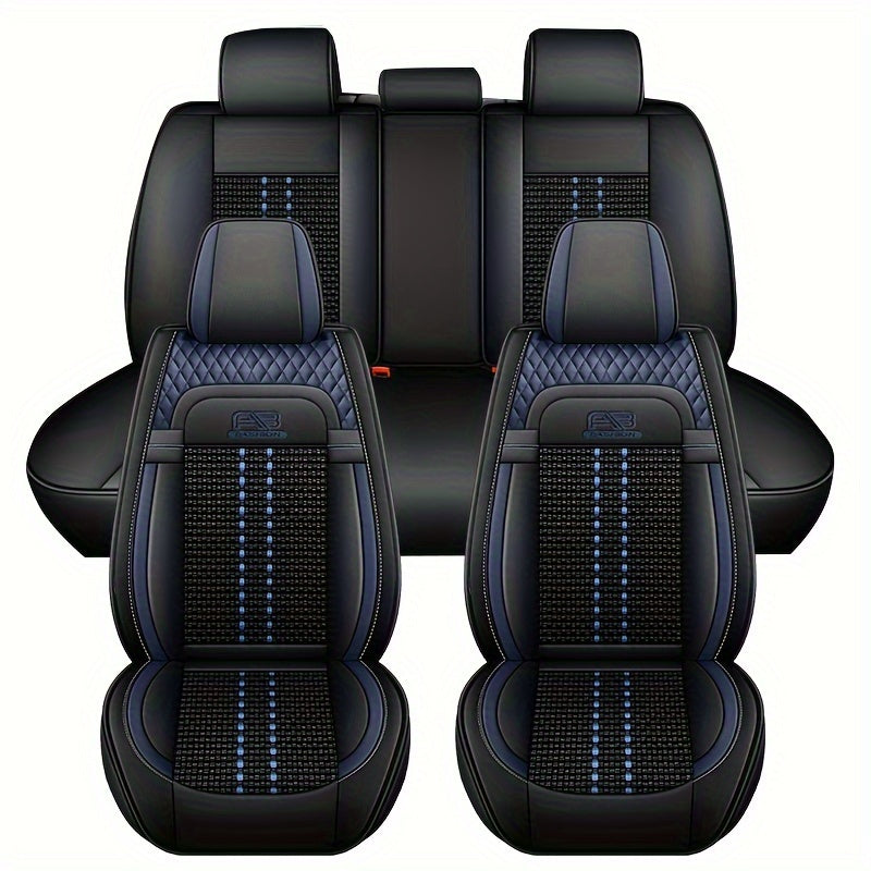 Чехол на автомобильное сиденье из льняного волокна с охлаждающей пропиткой, дышащий полиэстер, алмазный узор, черный и белый