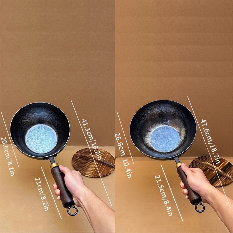 Cast Iron Wok 1 Piece Non-Stick Chinese Chef Pan for Induction Gas Stove