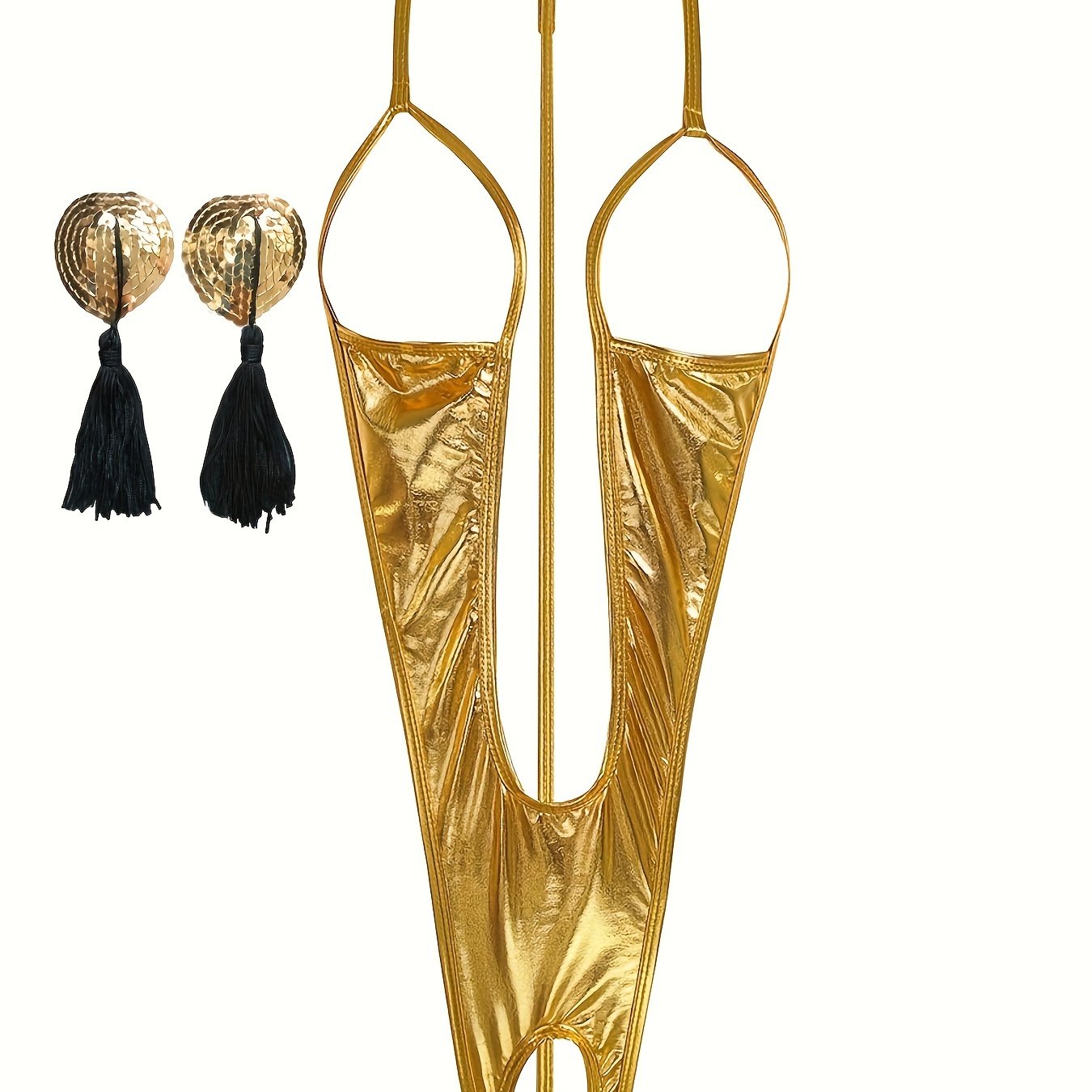 Women's Lingerie Set with Breast Stickers and Hollow Design Body Suit