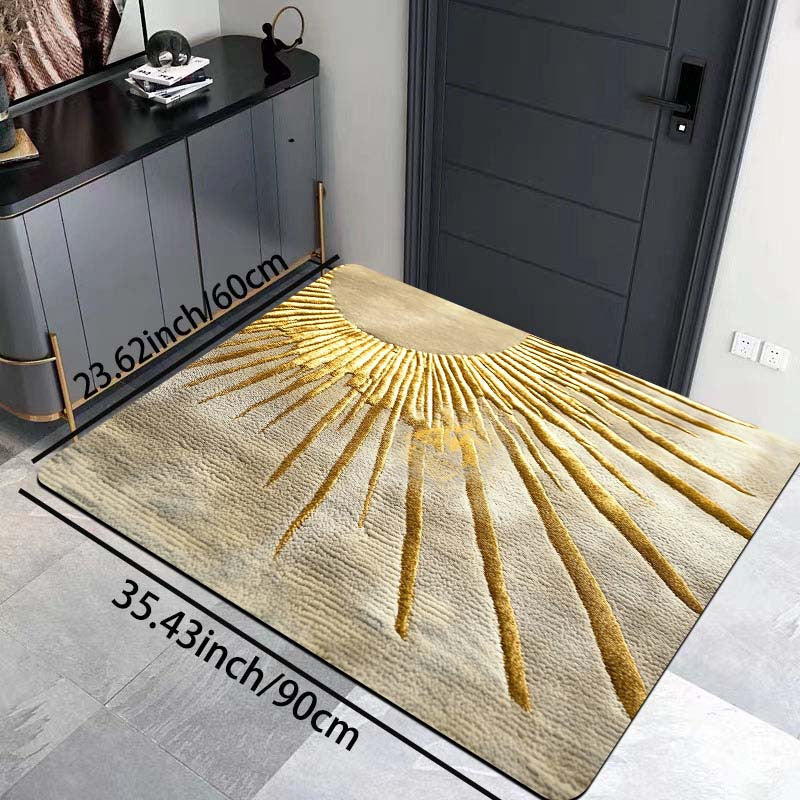 Rectangular Sunburst Entrance Mat Indoor Rug Soft Thick Sponge Machine Washable Polyester