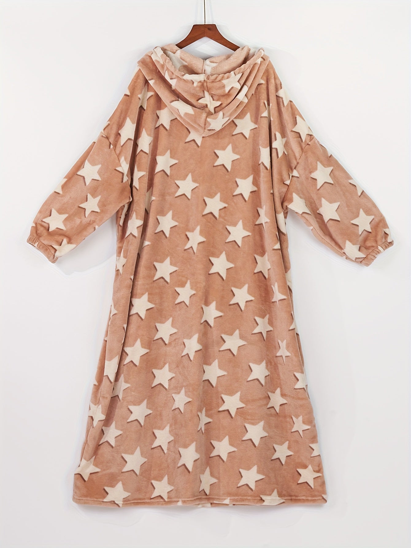 Plus Size Women's Lounge Robe Flannel Hooded Nightgown Warm Winter