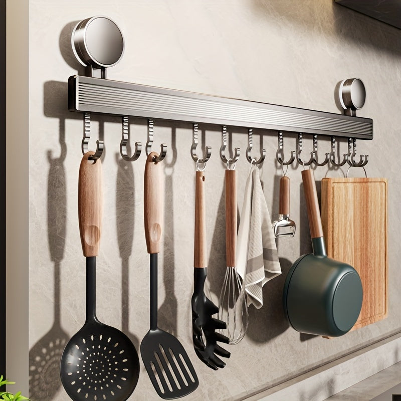 Suction Cup Kitchen Organizer No-Drill Metal Storage Rack for Utensils