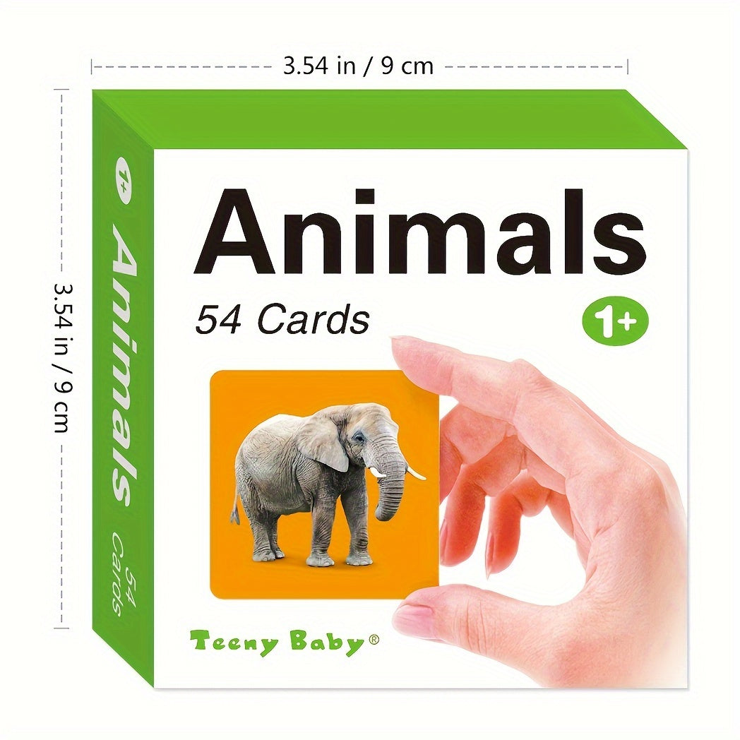 Animals Flashcards for Early Learning, 54 Cards with Animal Images and Words