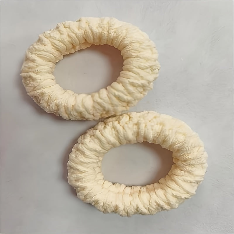 Scrunchies gruesos y anchos con textura y bandas elásticas para el cabello en marrón, blanco y beige