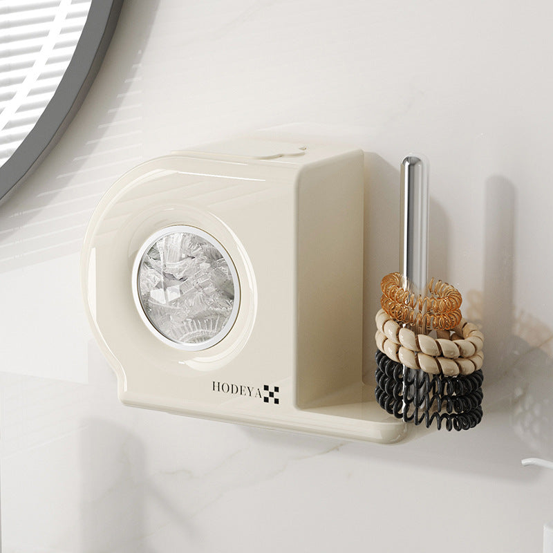 Wall-Mounted Kitchen Organizer with Plastic Wrap Dispenser and Utensil Holder