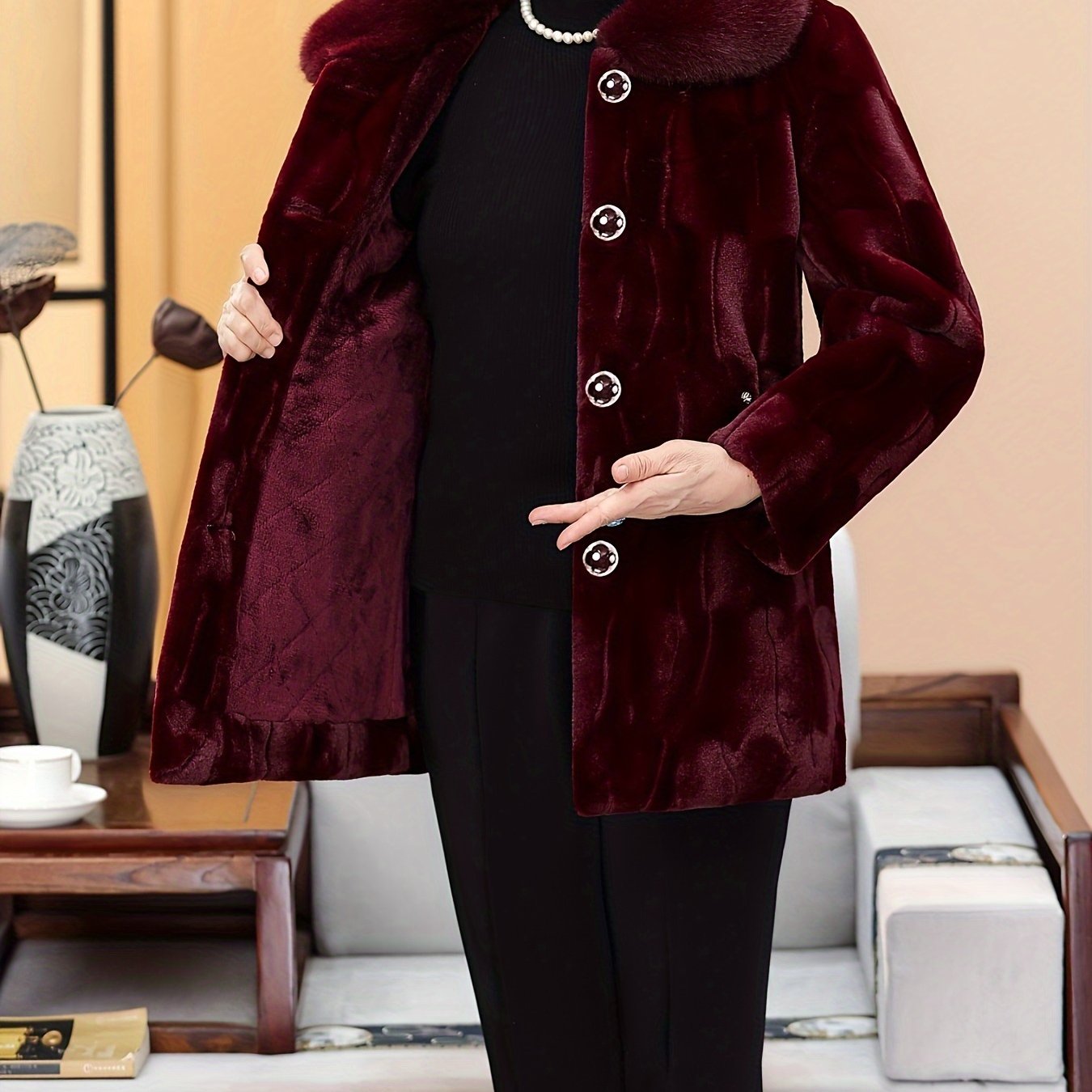 Плюс сайз искусственный мех Тедди пальто для женщин, длинный рукав, зимняя верхняя одежда