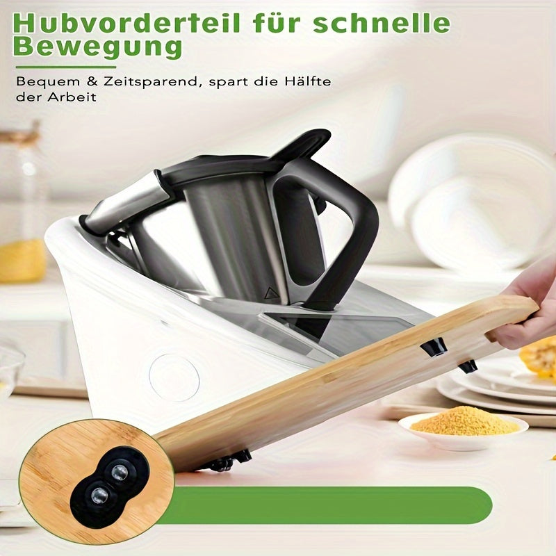Wooden Kitchen Mat with Handle Smooth-Glide Design for Countertop Maneuvering