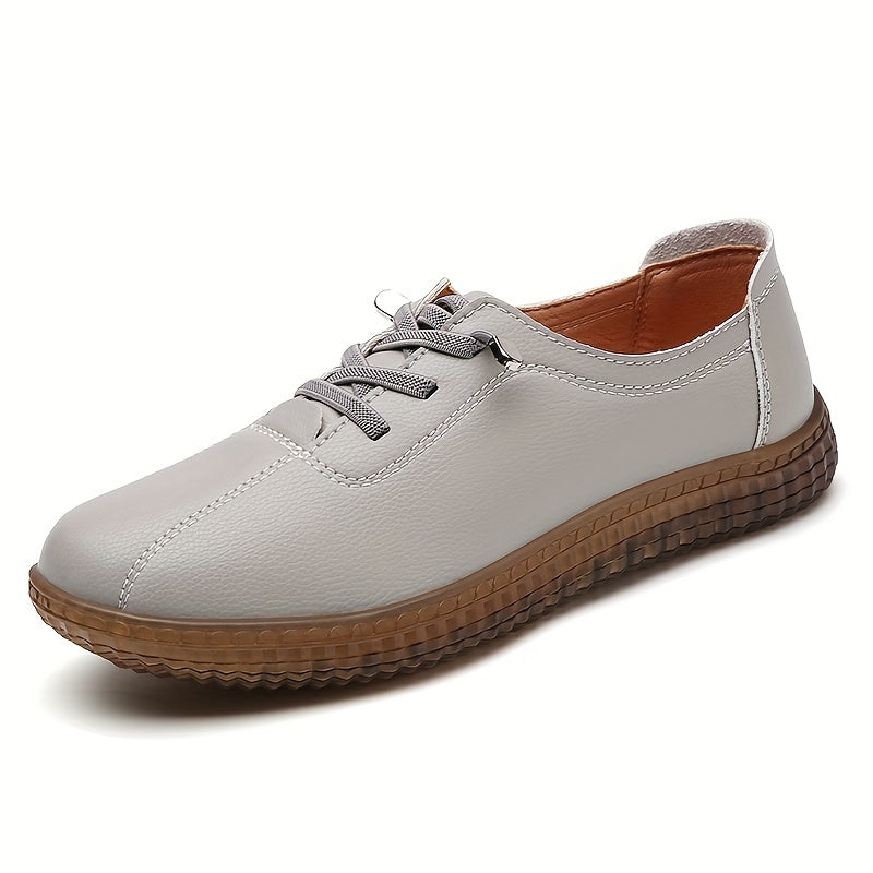 Women's Flat Oxfords Casual Lace-Up Microfiber Leather Sole for Daily Wear