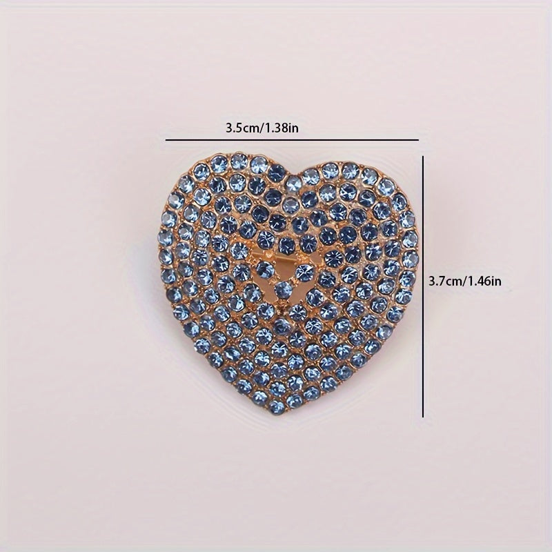 Heart-Shaped Rhinestone Brooch for Women Elegant Jewelry Pin for Dresses Coats