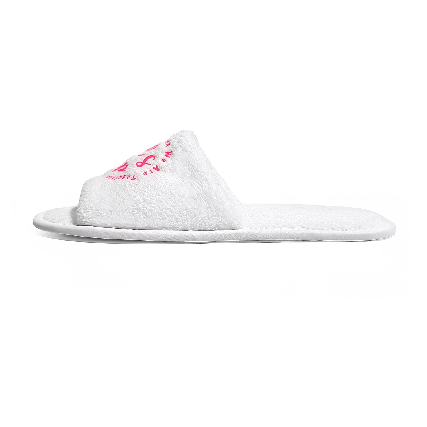 Women’s Printed Open-Toe Slippers with Soft EVA Sole White Fabric Indoor Shoes