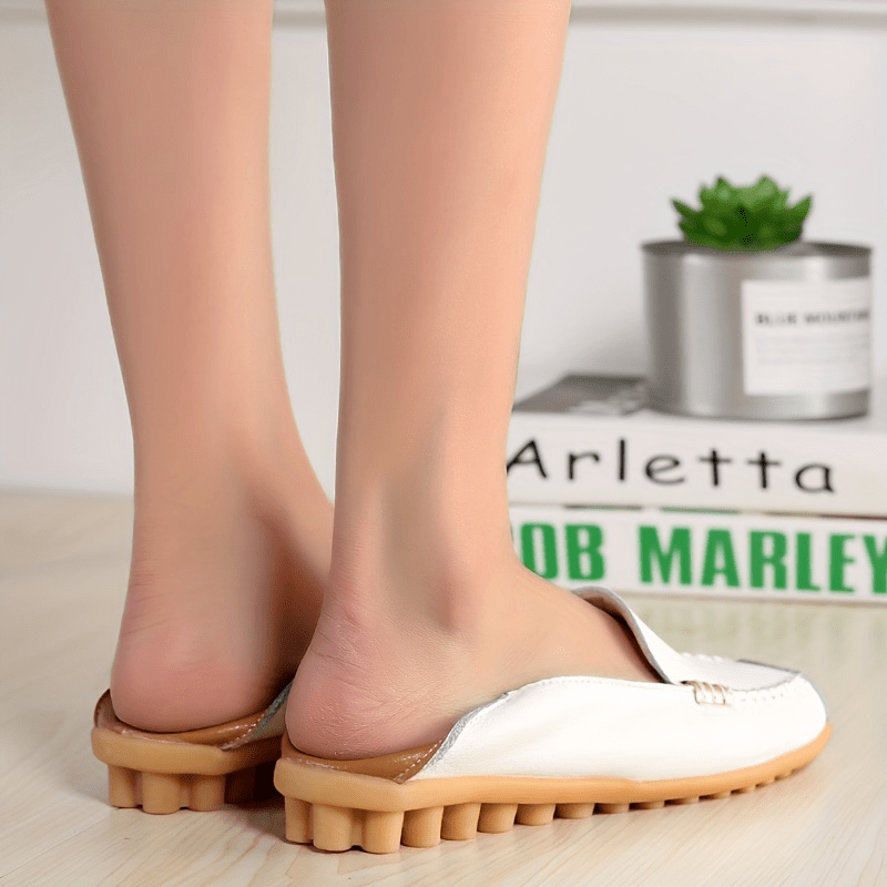 Zapatos casuales slip-on de colorblock para mujer con punta redonda y materiales sintéticos