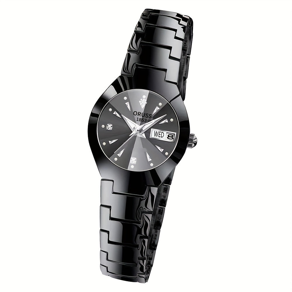 Women's All-in-One Steel Watch with Quartz Movement and Classic Design