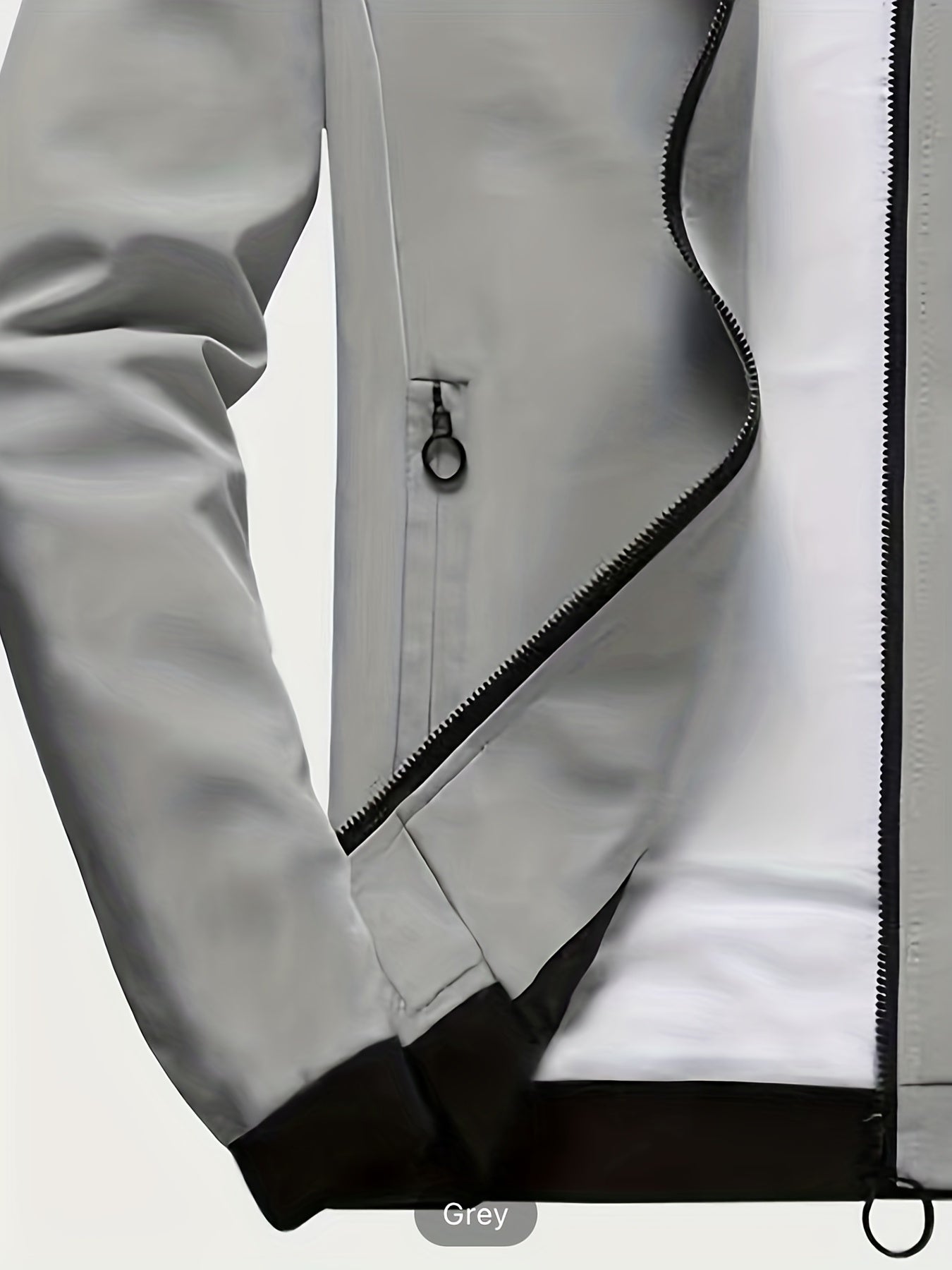 Chaqueta casual de manga larga de poliéster de corte ajustado con bolsillos, cuello alto con cremallera para primavera y otoño