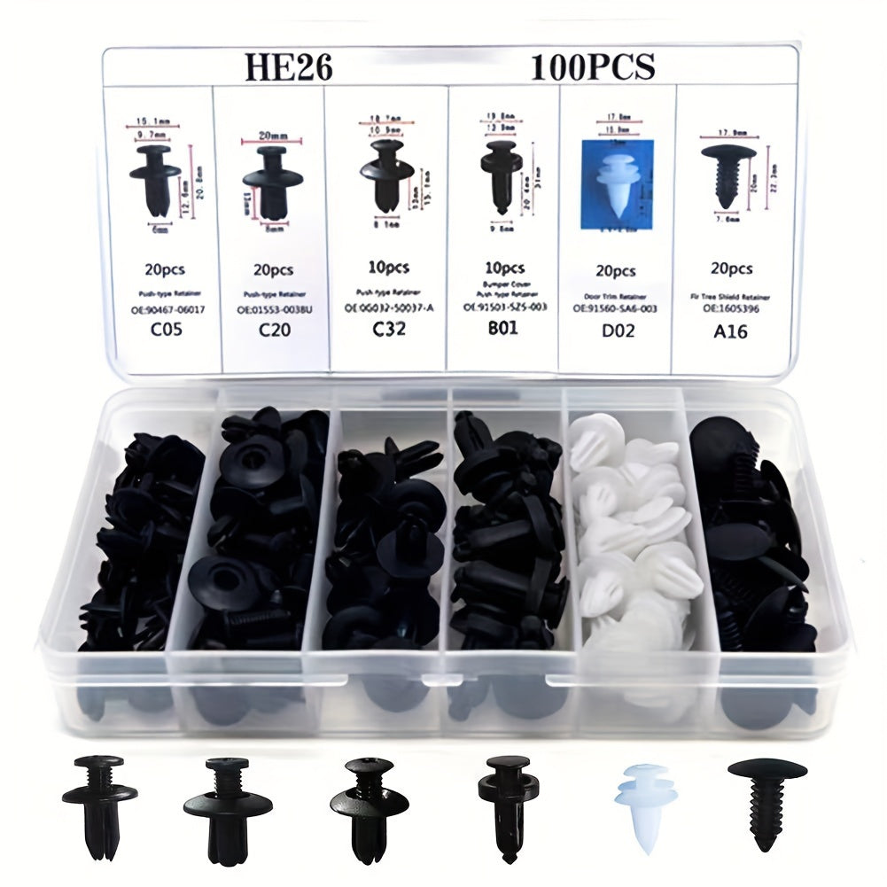 Universal Car Retainer Clips Kit Plastic Fasteners for Mud Flaps Door Panels