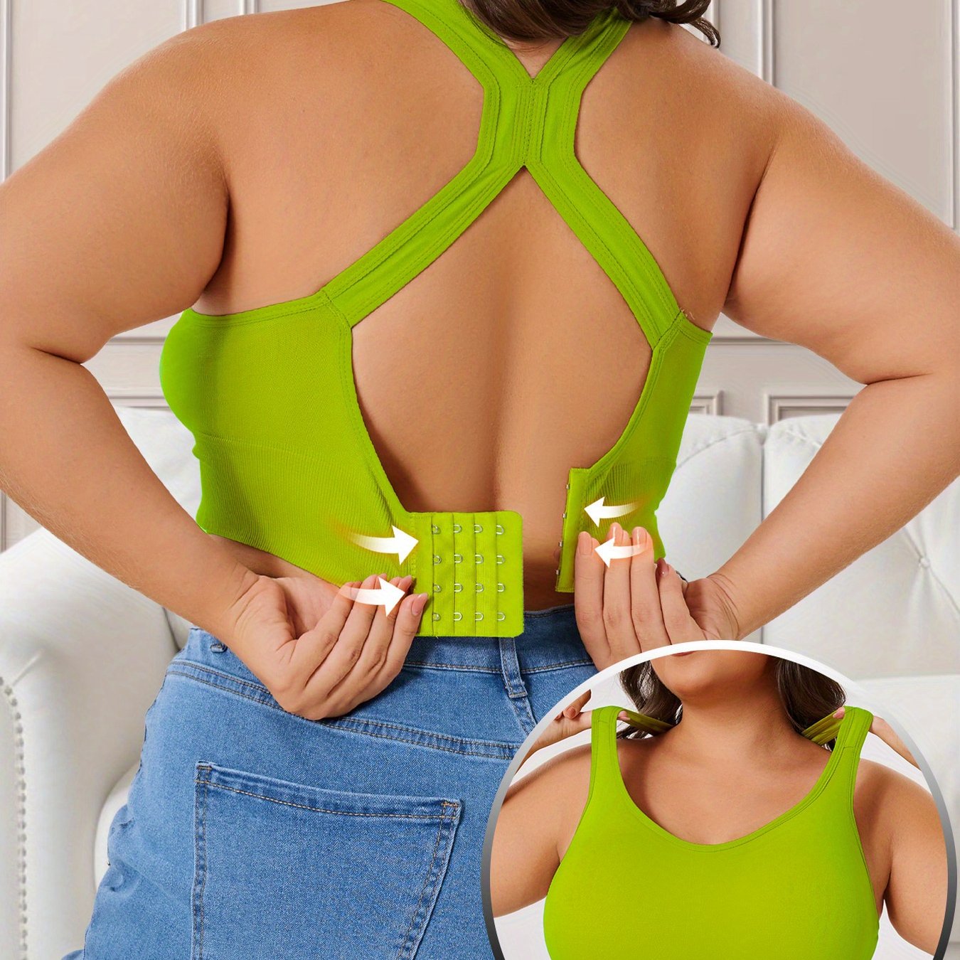 Women's Breathable Sports Bra Plus-Size Support Removable Padding