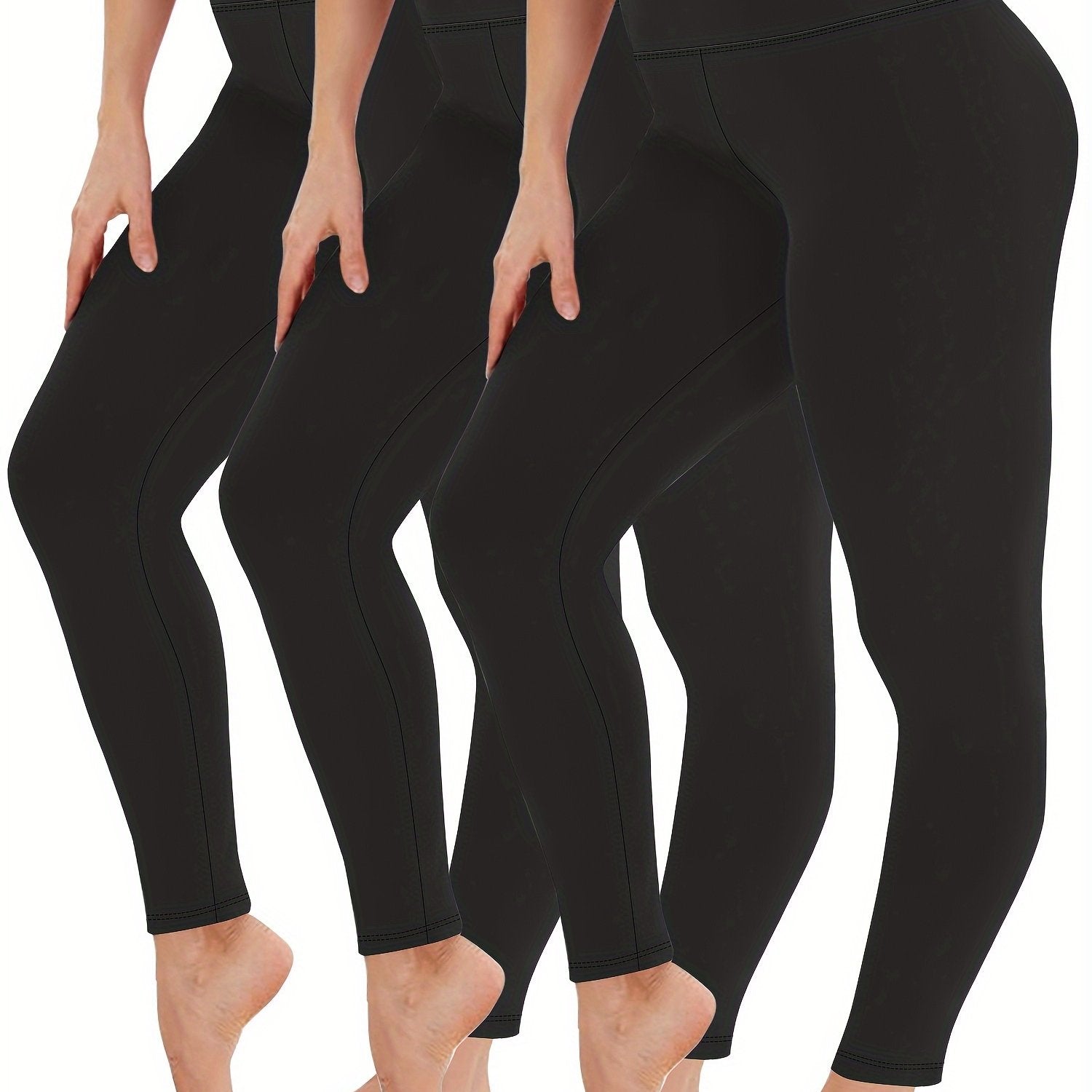 Women's Plus Size Cropped High Waist Leggings, Yoga Pants, Comfortable Fit