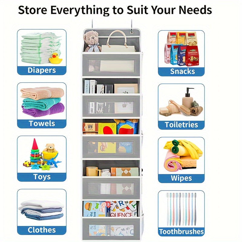 Door Hanging Storage Organizer with 5 Shelves and Pockets for Bedroom Bathroom Pantry