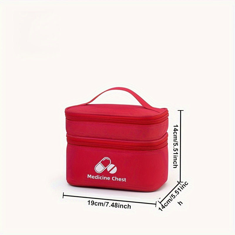 Red Polyester Zipper Pill Organizer for Travel and Home Storage