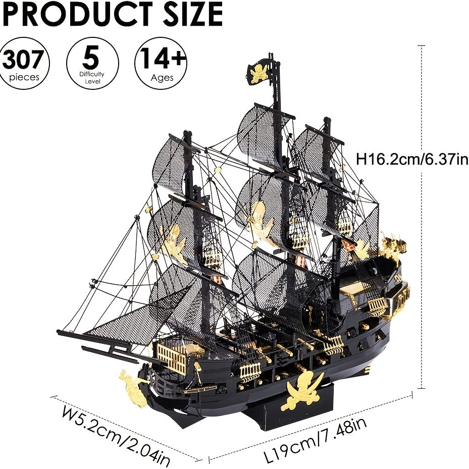 Rompecabezas de cobre 3D para adultos, modelo de barco pirata Flying Dutchman, kit de bricolaje, regalo de artesanía náutica