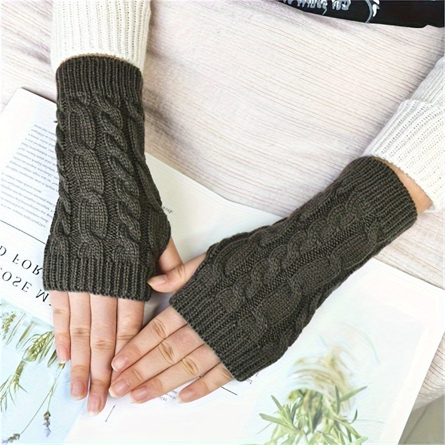 Unisex Acrylic Fingerless Arm Warmers for Casual Wear Touchscreen Compatible