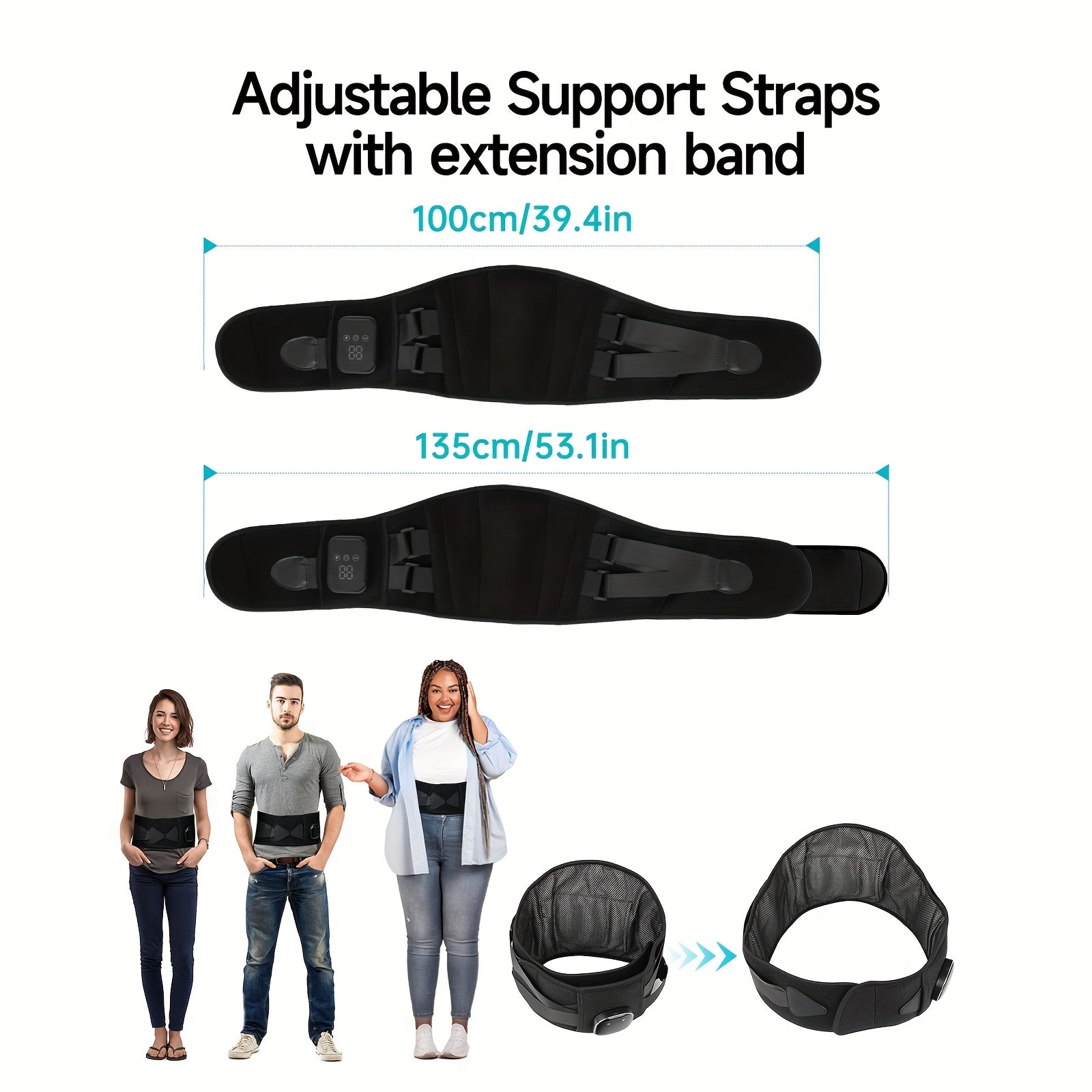 Wireless Heating Waist Belt with Massager for Men and Women 3 Modes Rechargeable