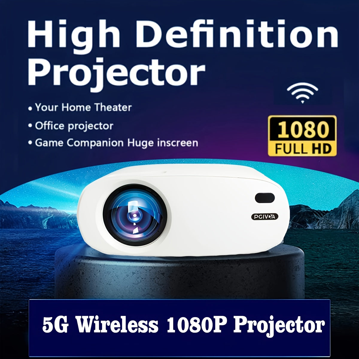 Wireless HD 1080P Projector for Mobile Phone, 10000 Lumens, Big Screen