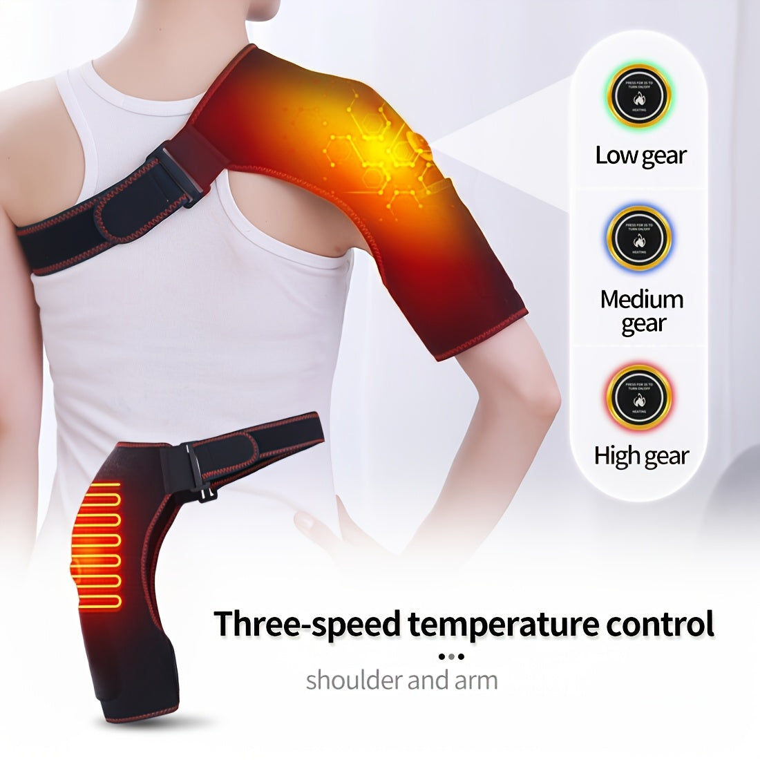 Ropa calefactable por USB para hombro con 3 ajustes de temperatura y gran área de calefacción