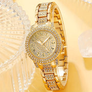 2-Piece Ladies Watch Set Quartz Watch and Hip Hop Bracelet Fashion Casual Jewelry