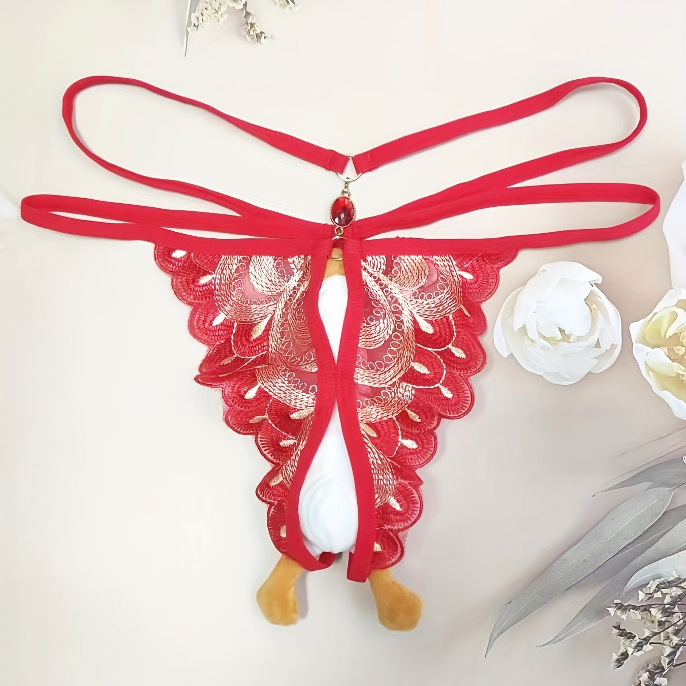 1 шт. Сексуальные фиолетовые и золотые стринги с вышивкой в виде бабочки - Элегантные кружевные трусики с низкой посадкой и бантиком, дышащая полиэстеровая смесь, можно стирать вручную - Романтичное белье
