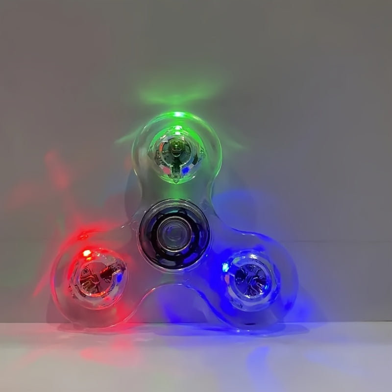Transparent LED Light-Up Fidget Spinner for Stress Relief and Fun for All Ages