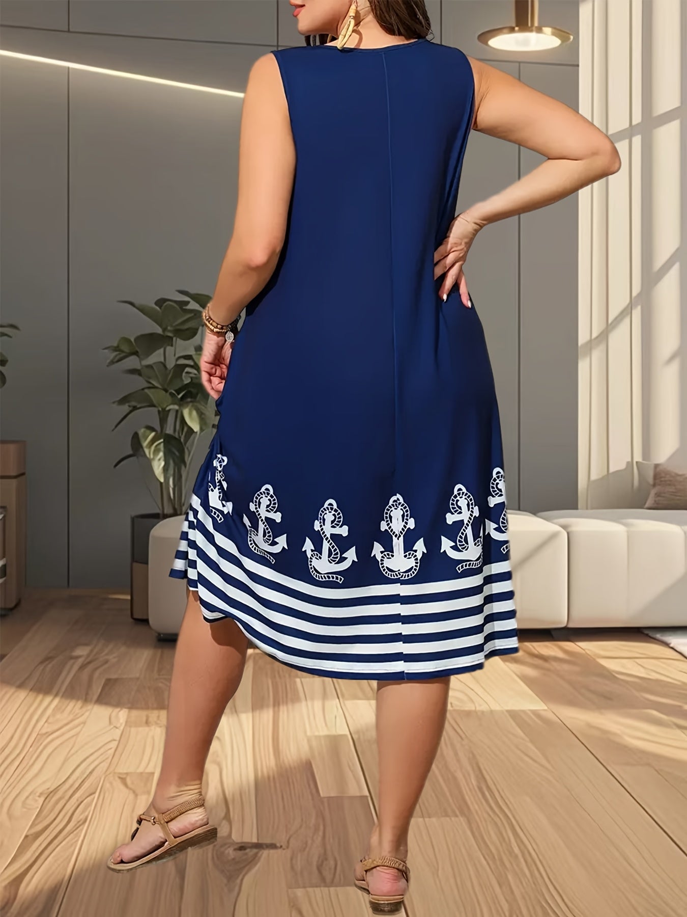 Plus Size Printed Camisole Dress for Women Casual Summer Sleeveless