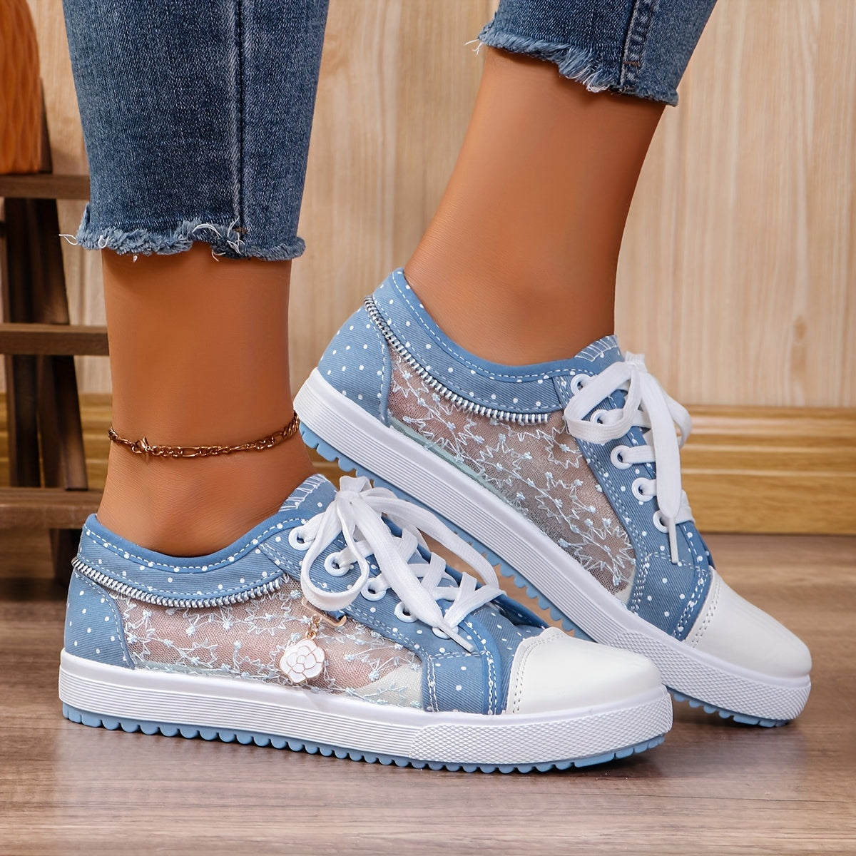 Plus Size Women's Solid Color Denim Canvas Flat Casual Shoes