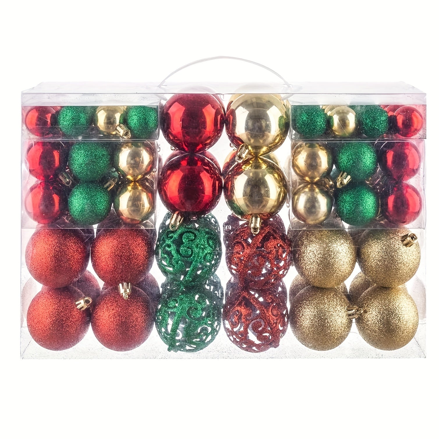 Set de 100 bolas de Navidad de plástico irrompibles en caja de regalo