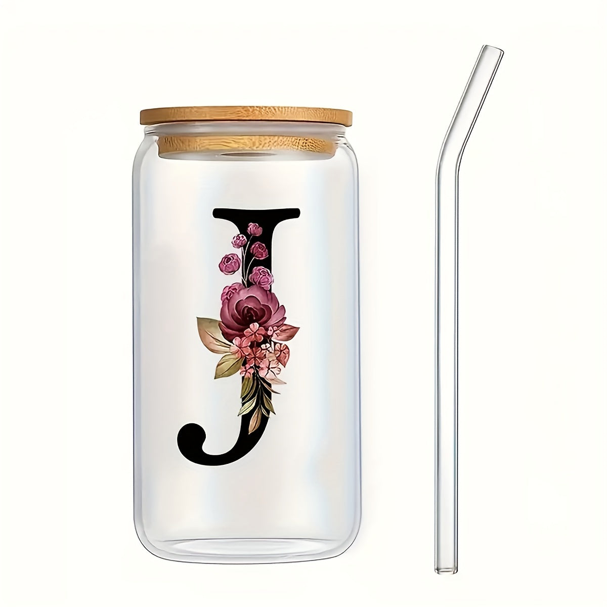 16oz Frosted Glass Cup with Bamboo Lid for Outdoor Camping