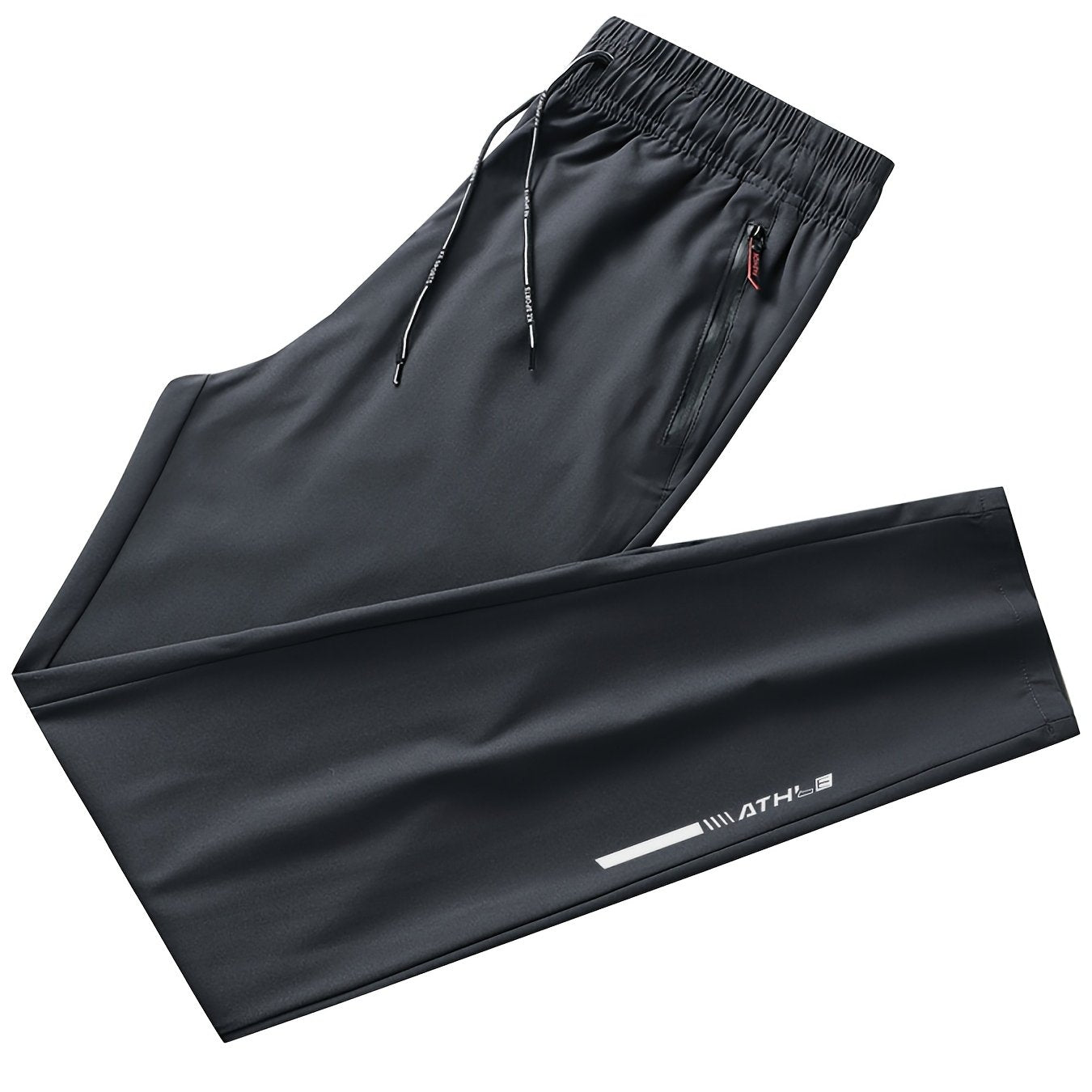 Pantalones deportivos casuales de verano para hombre, transpirables, de poliéster, corte regular, con cremallera y estampado