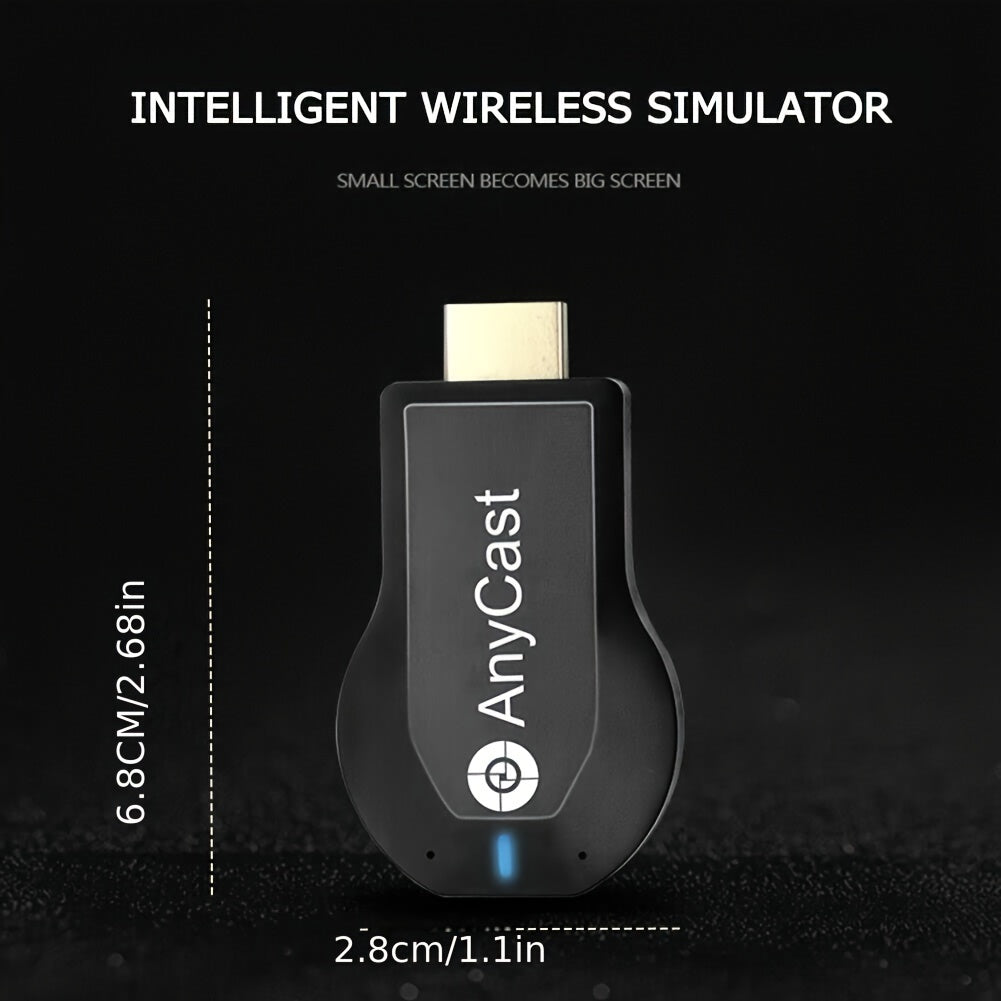 Беспроводной HDTV адаптер-стик: Anycast 1080p, подключи и работай, режим зеркалирования и расширения, SmartSee DLNA AirPlay для домашнего кинотеатра, PPT, образования, вечеринок - питание от USB, черный, встречи.