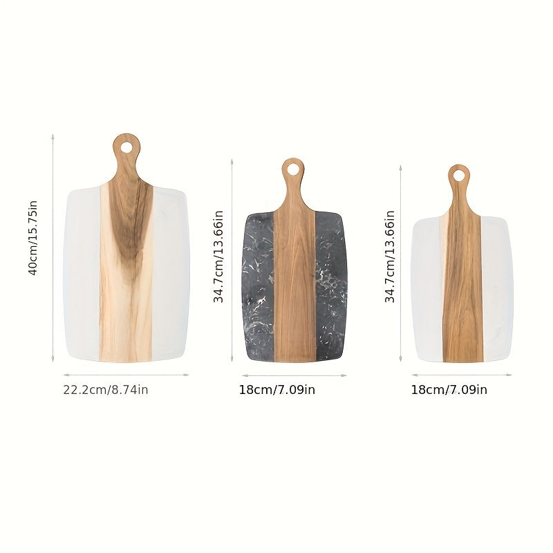 Marble and Wood Handled Chopping Board for Bread Vegetables Fruit